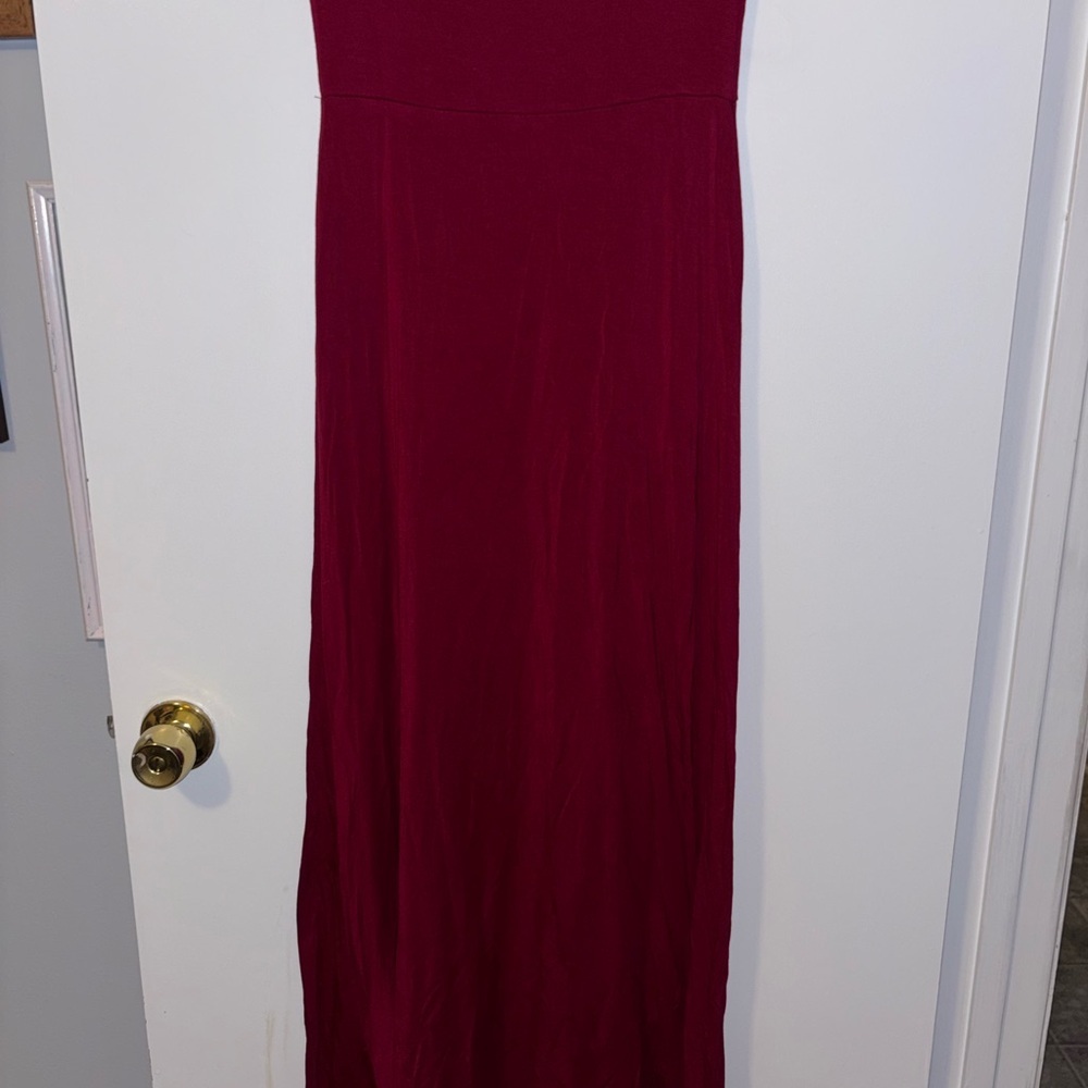 Vibrant Red Strapless Maxi Dress Bohemian Style Feminine
